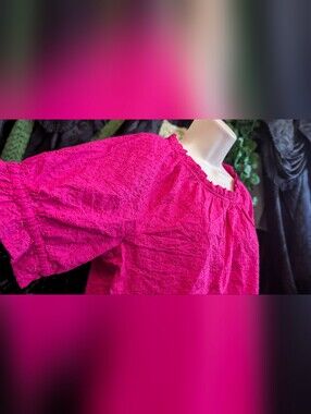 LOFT Pink Ruffle Cotton Blouse SM